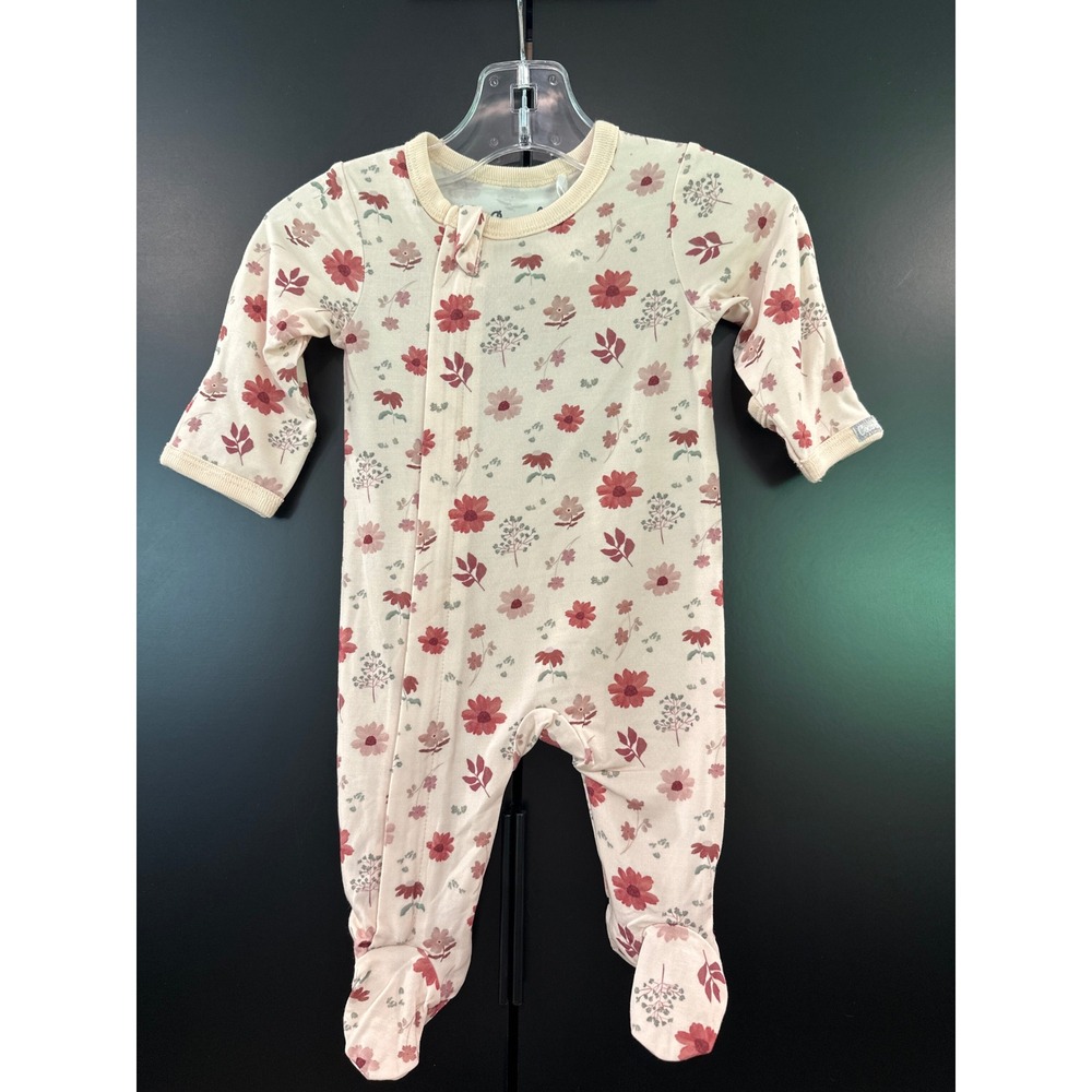 Coccoli Baby Girls Floral Tencel Modal Footed Sleeper PZM6132 Pink Cream 1M NWT